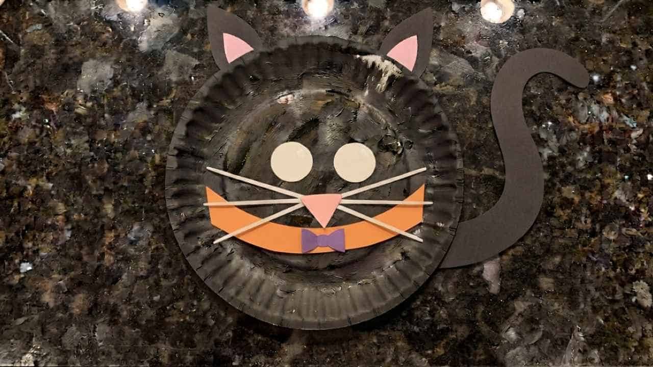 Paper plate black cat craft - featured