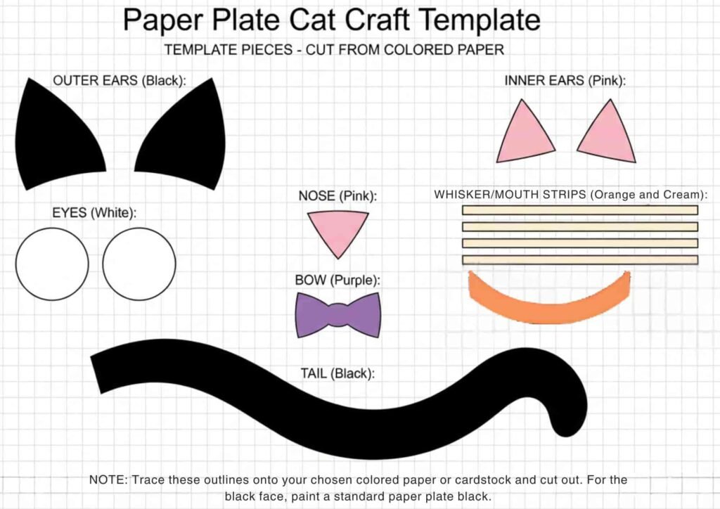 paper plate black cat craft - template