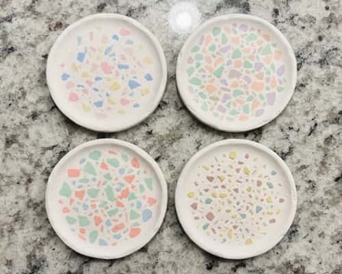 2. Speckled Terrazzo Clay Coasters