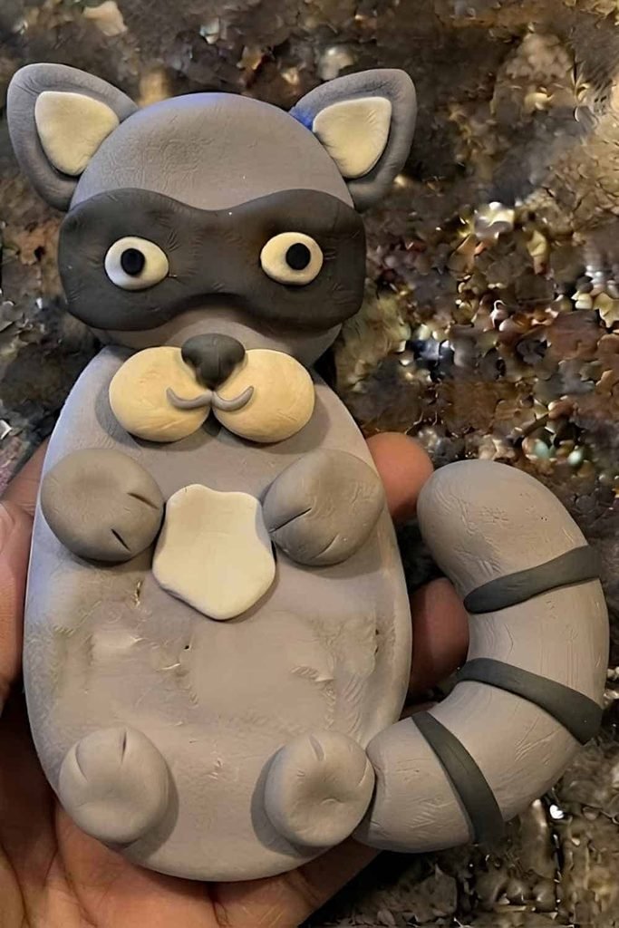 Air Dry Clay Raccoon Craft
