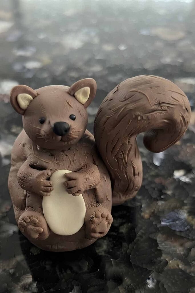 Air Dry Clay Squirrel Craft For Kids