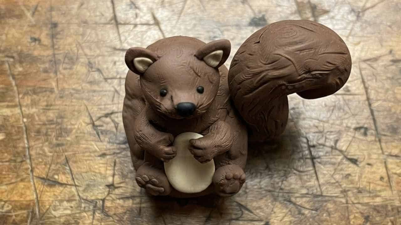 Air dry clay squirrel craft - featured