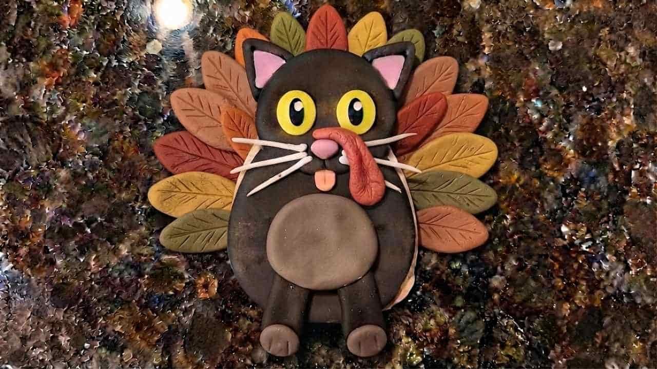 Black Cat Turkey Disguise Clay Craft for Kids - featured