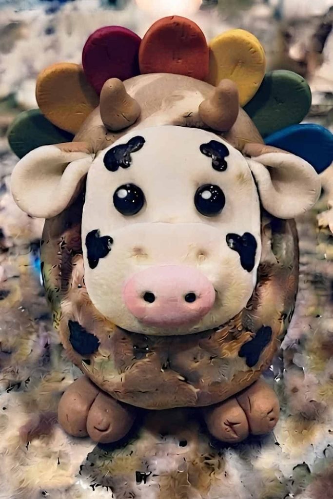 Cow Turkey Disguise Craft For KIDS Using Air Dry Foam Clay
