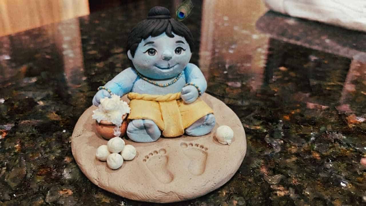 DIY Air Dry Clay Baby Krishna For Janmashtami - Featured