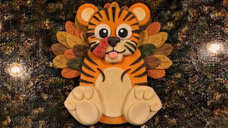Disguise A Turkey Tiger Clay Craft Using Air Dry Foam Clay - Featured