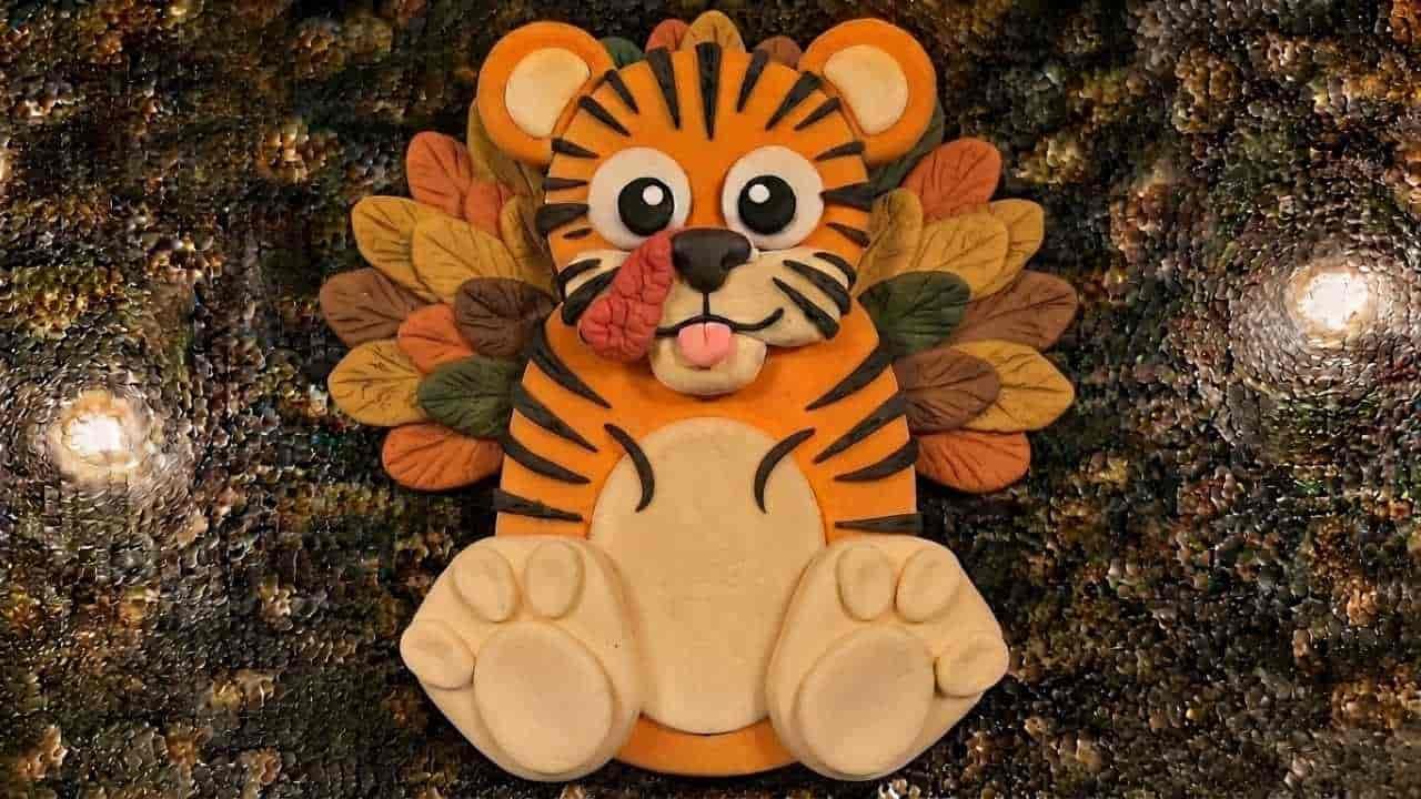 Disguise A Turkey Tiger Clay Craft Using Air Dry Foam Clay - Featured
