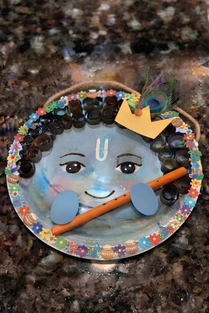 Paper Plate Baby Krishna Craft For Janmashtami