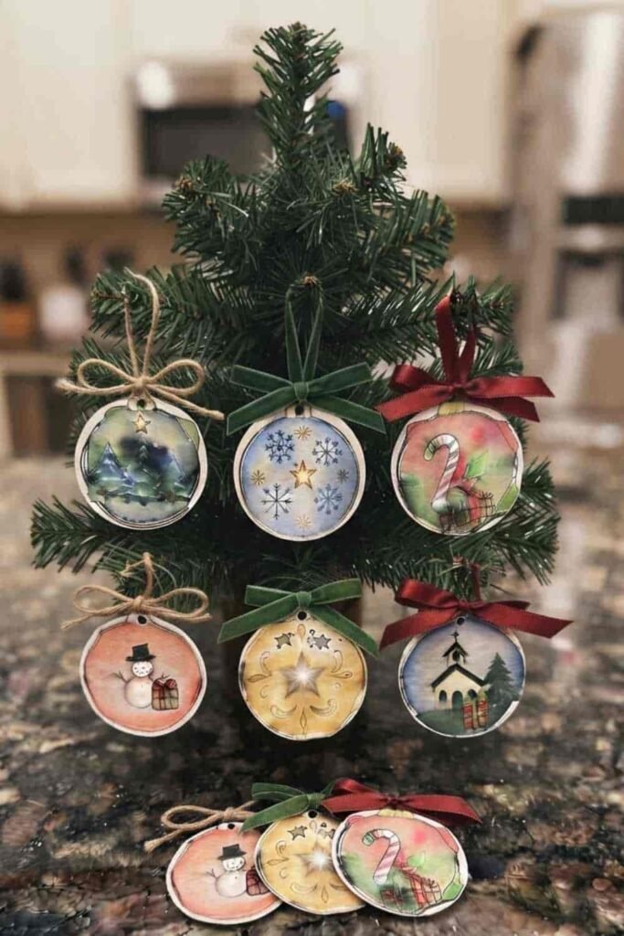 Watercolor Christmas Ornaments for Kids