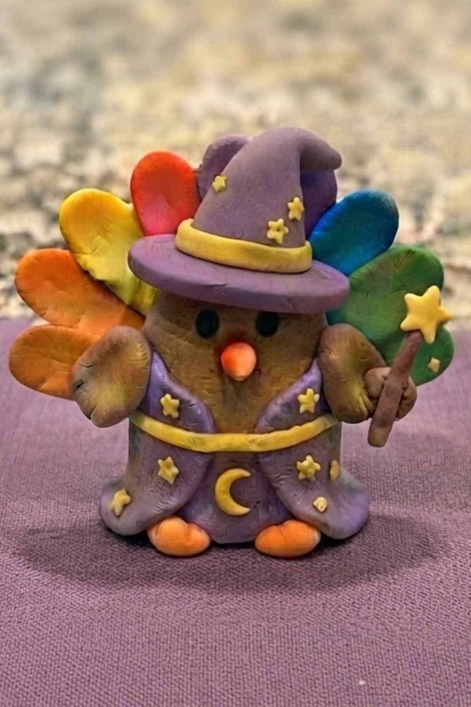 Wizard Turkey Disguise Craft For Kids Using Air Dry Foam Clay