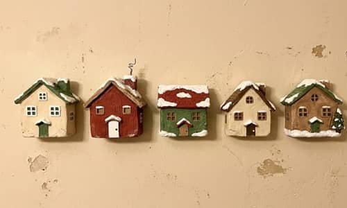 1. Air Dry Clay Christmas Village Wall Plaque