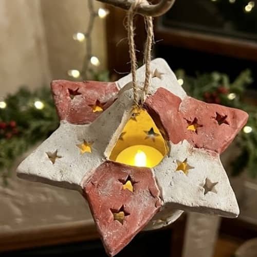 1. Christmas Star Window Clay Lantern