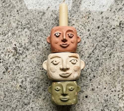 1. Wonky Face Totem Candle Holder
