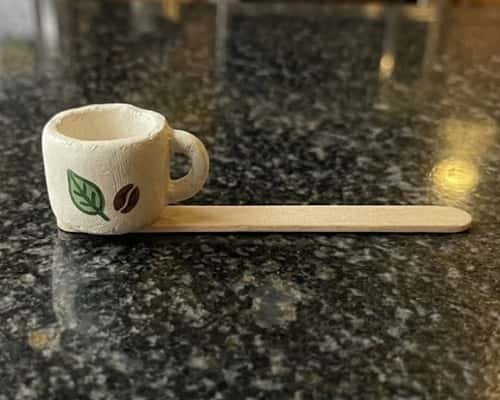 10. Clay Coffee Cup Plant Marker