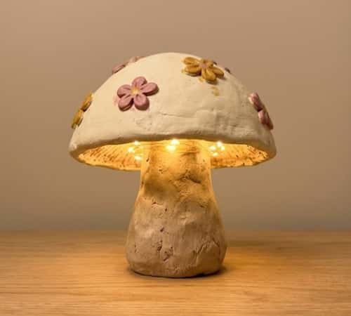 10. Flower-Capped Mushroom Lamp