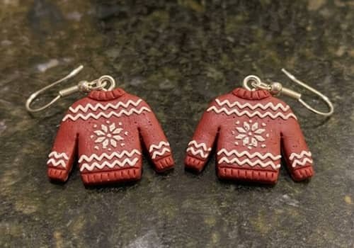 11. Christmas Sweater Pattern Earrings