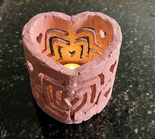 11. Heart Maze Clay Lantern