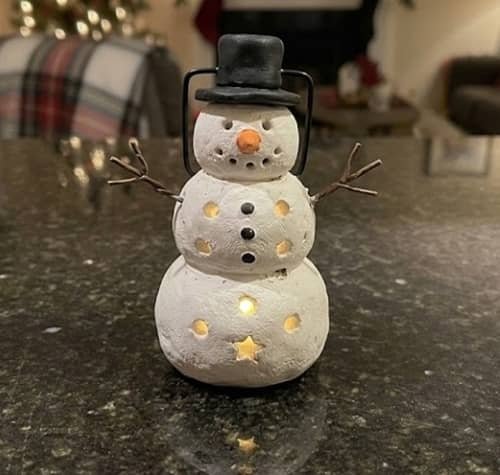 11. Snowman Clay Lantern