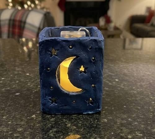 12. Christmas Moon & Star Clay Lantern