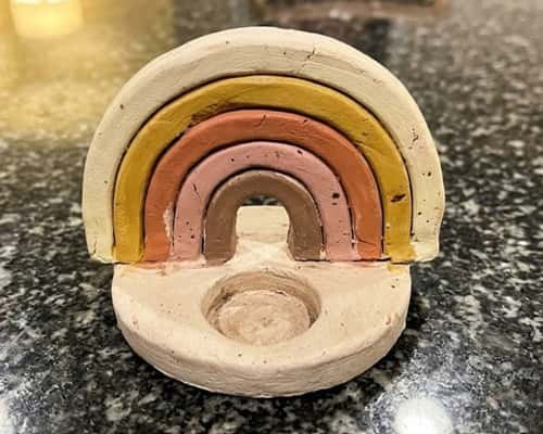 12. Layered Rainbow Boho Candle Holder