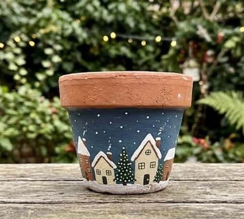 12. Tiny Christmas Village Pot