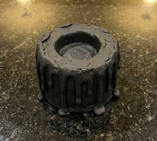 13. Bonus - Melted-Looking Wax Drip Clay Holder
