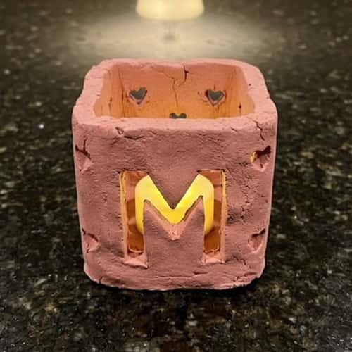 13. Personalized Initial Clay Lantern