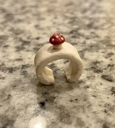 3. Mini Mushroom Clay Ear Cuff