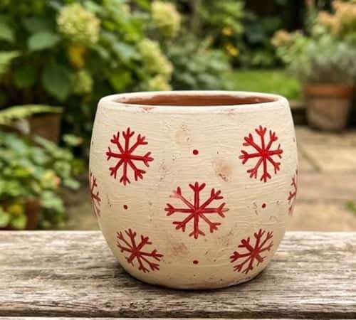 3. Nordic Snowflake Clay Pot