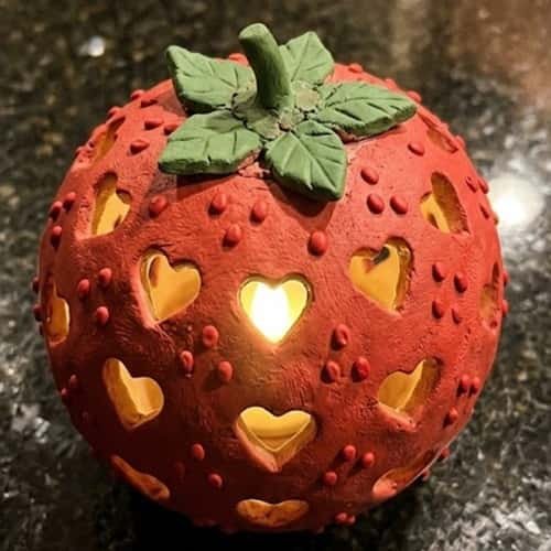 3. Strawberry Heart Clay Lantern