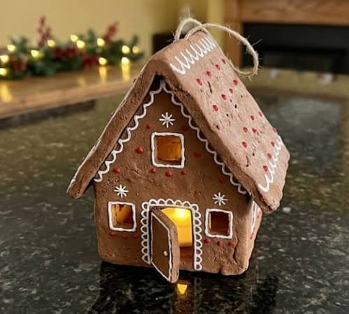 4. Gingerbread House Clay Lantern