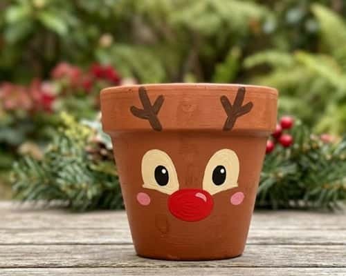 4. Reindeer Face Christmas Pot