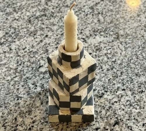 5. Checkerboard Totem Candle Stand