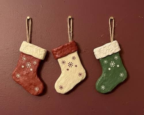 5. Mini Clay Stocking Wall Trio