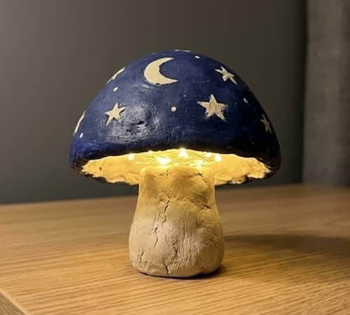 5. Moonlit Mushroom Clay Lamp