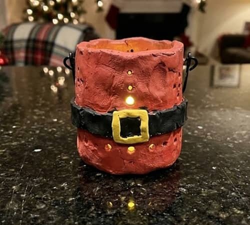 5. Santa Belt Clay Lantern