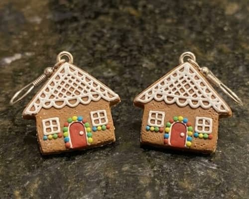 6. Gingerbread House Earrings