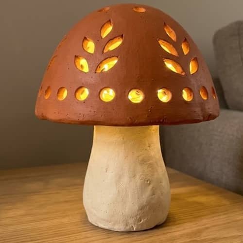 6. Mushroom Lamp With Cutout Windows