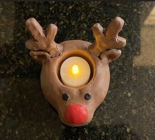 6. Reindeer Nose Clay Candle Holder
