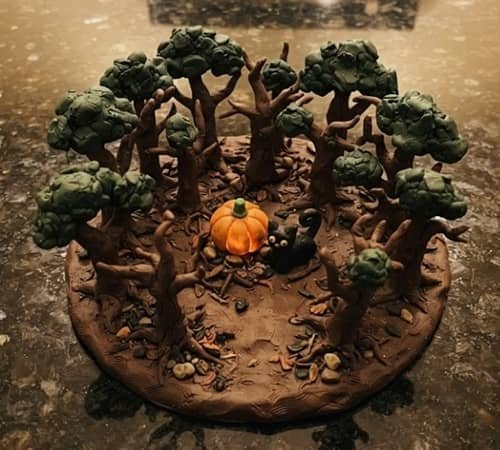 6. Spooky Forest With a Glowing Pumpkin