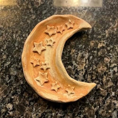 7. Crescent Moon Clay Incense-Style Dish