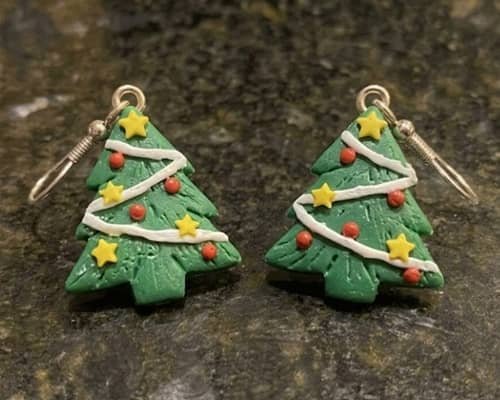 7. Frosted Christmas Tree Earrings