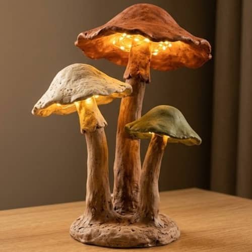 8. Forest Floor Mushroom Trio Lamp