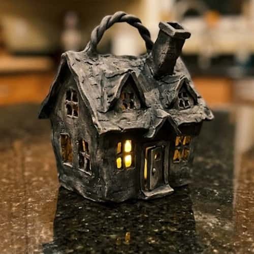 8. Haunted House Clay Lantern