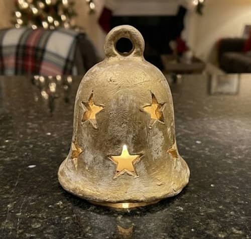 9. Christmas Bell Clay Lantern