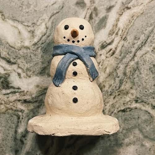 9. Mini Clay Snowman Bookend