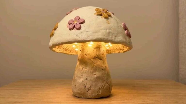 Clay Mushroom Lamp Craft - featured