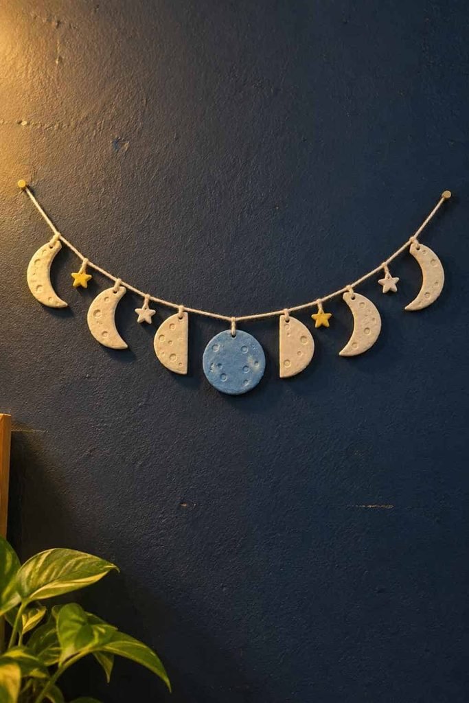 DIY Air Dry Clay Moon Phase Wall Hanging