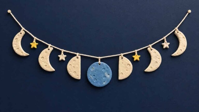 DIY Air Dry Clay Moon Phase Wall Hanging - featured