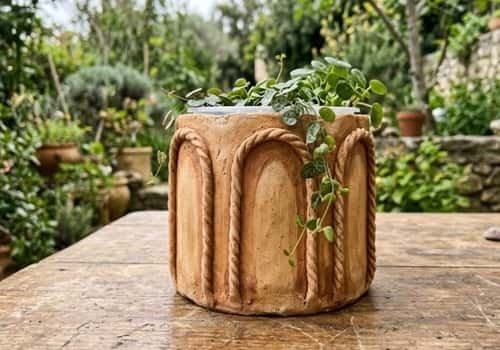 1. Arched Boho Clay Flower Pot